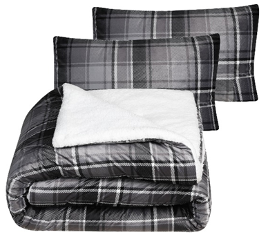 Printed Mink Sherpa Comforter Set