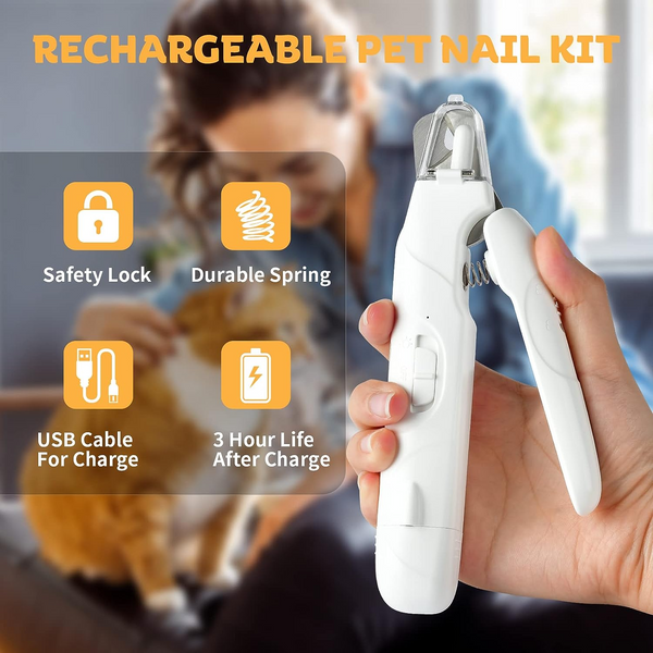 2-in-1 Electric Dog Nail Clippers with LED Lights